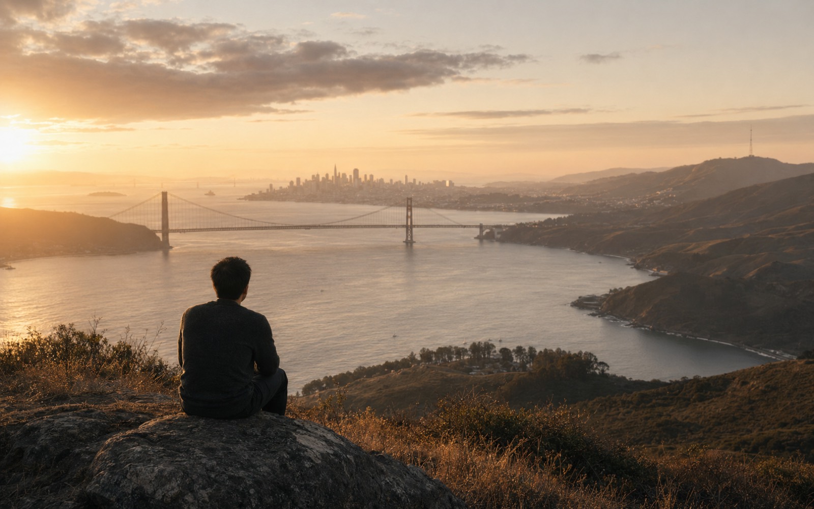 金色时刻的湾区风景