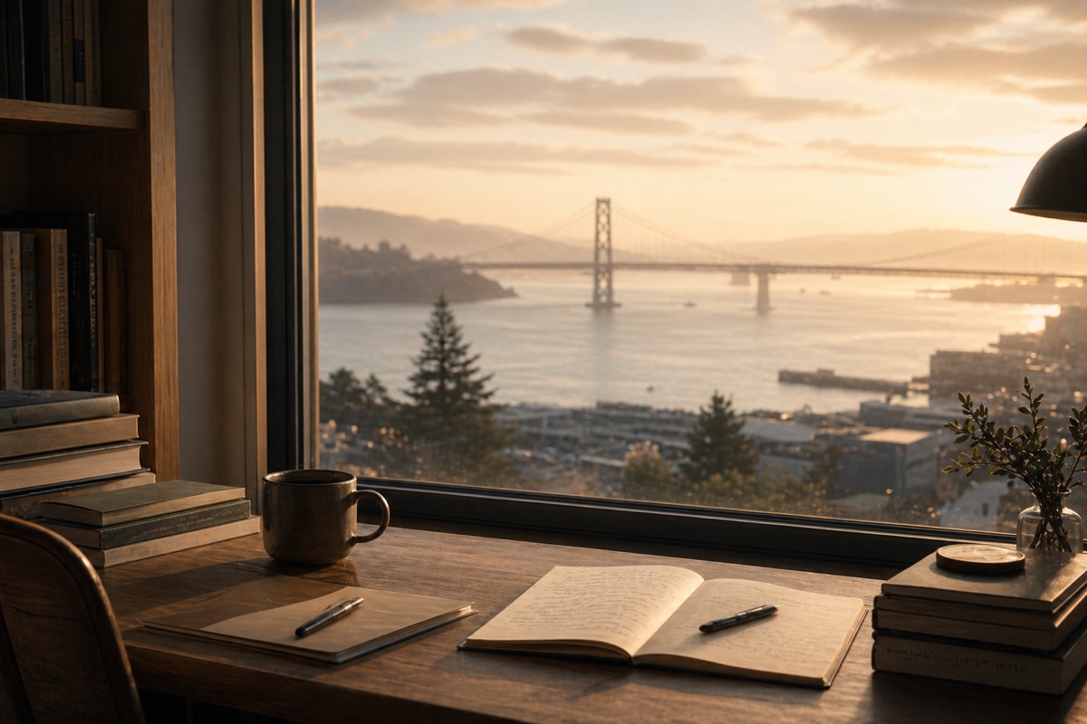 Bay Area light from a quiet desk near a window